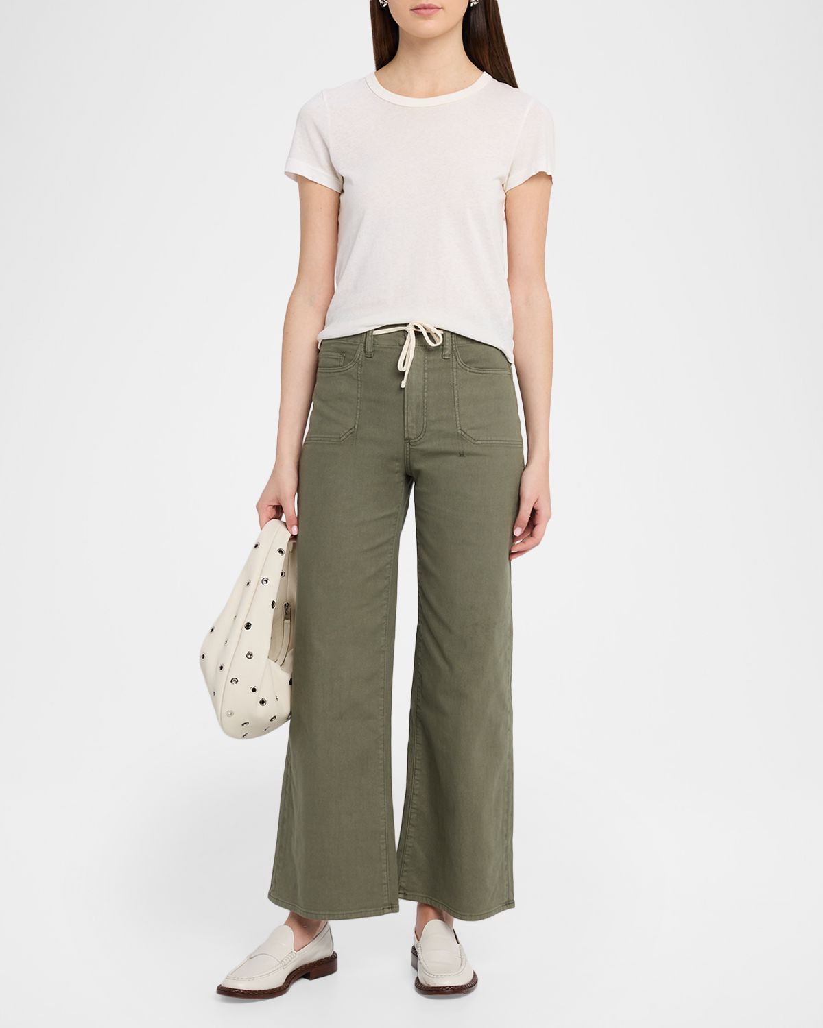 PAIGE Ari Wide-Leg Drawstring Utility Jeans