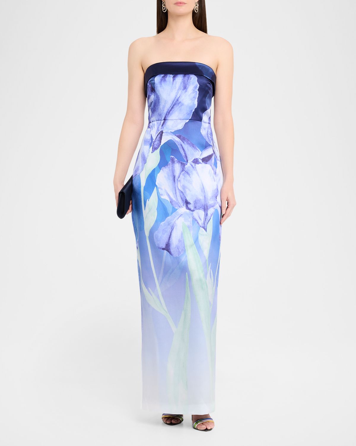Theia Cyrilla Ombre Floral-Print Column Gown