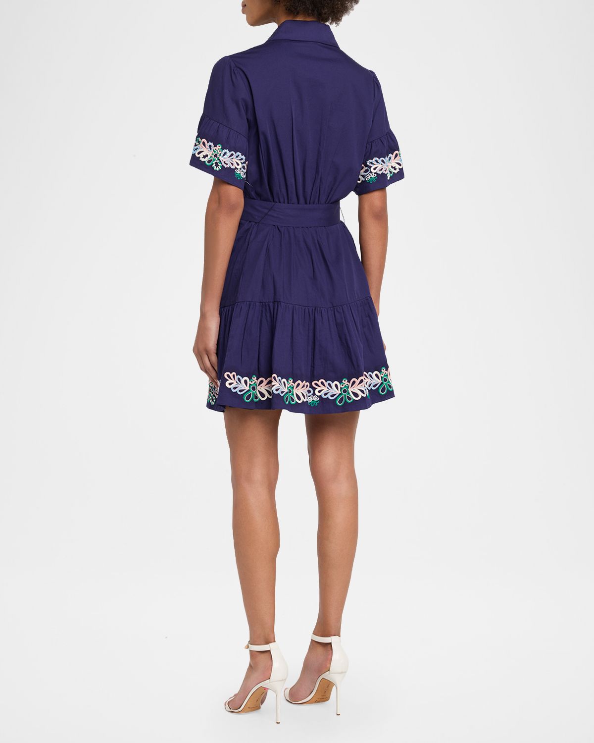 Shoshanna Lima Embroidered Flounce Cotton Mini Dress | Thumbnail 3 Shoshanna Lima Embroidered Flounce Cotton Mini Dress | Thumbnail 3