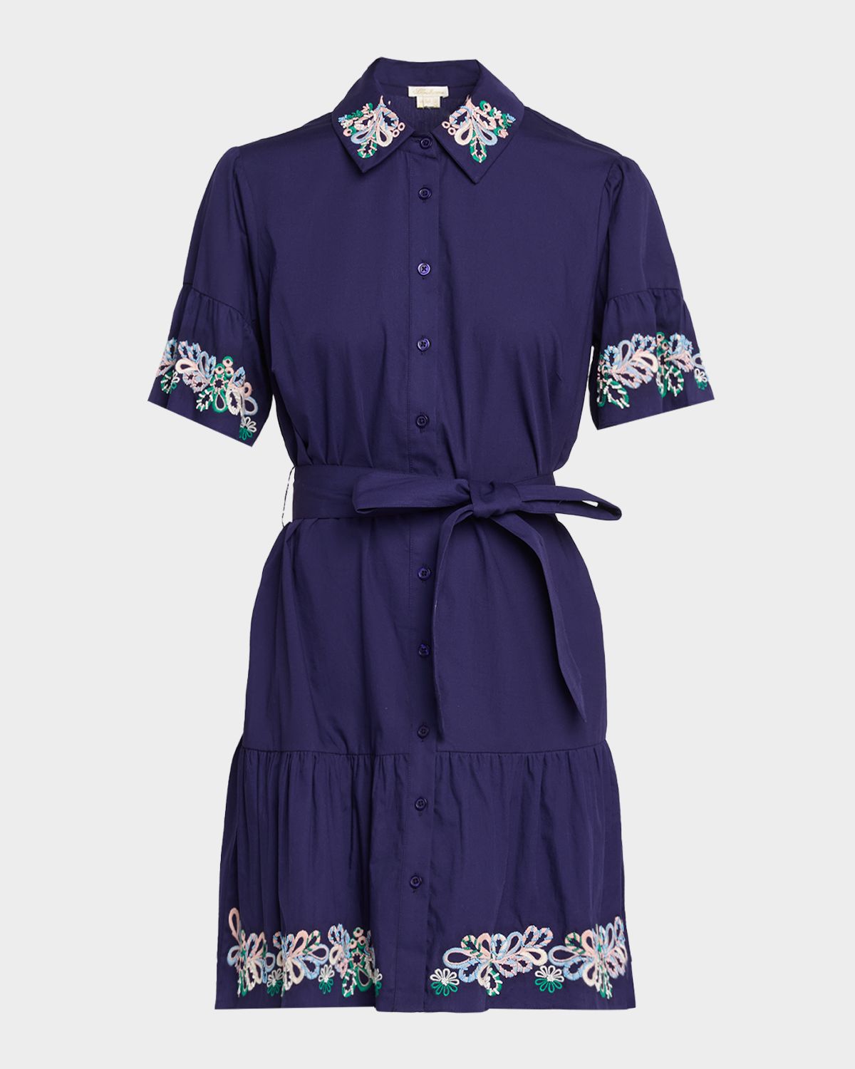 Shoshanna Lima Embroidered Flounce Cotton Mini Dress