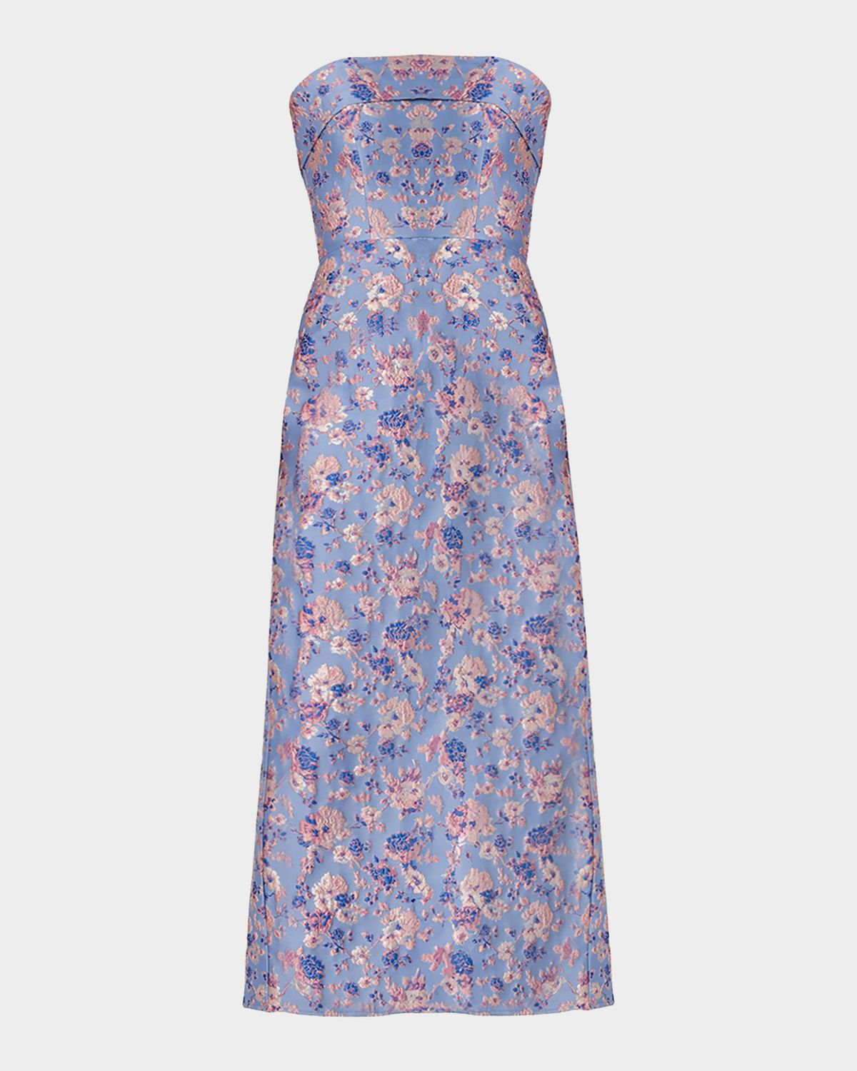 Shoshanna Callie Strapless Floral Jacquard Midi Dress