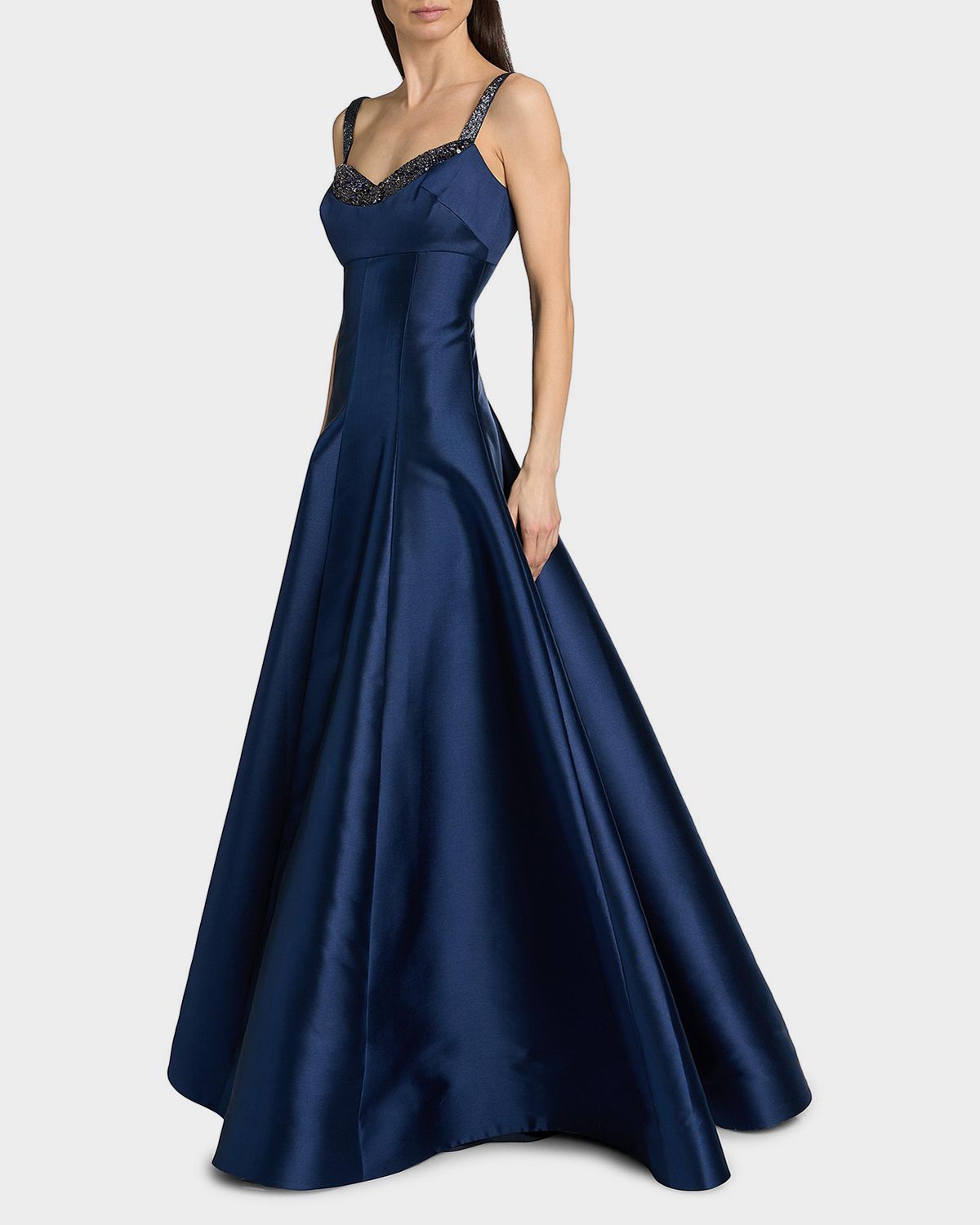 Theia Alba Beaded Mikado Sweetheart Gown