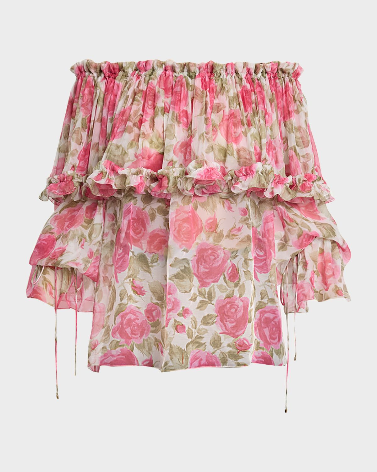 Chloe Floral Silk Off-The-Shoulder Ruffle Top | Thumbnail 6 Chloe Floral Silk Off-The-Shoulder Ruffle Top | Thumbnail 6