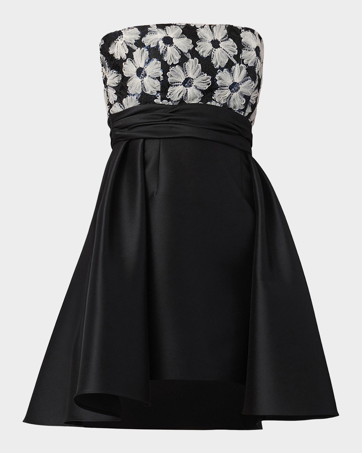 Shoshanna Mandy Strapless High-Low Taffeta Mini Dress