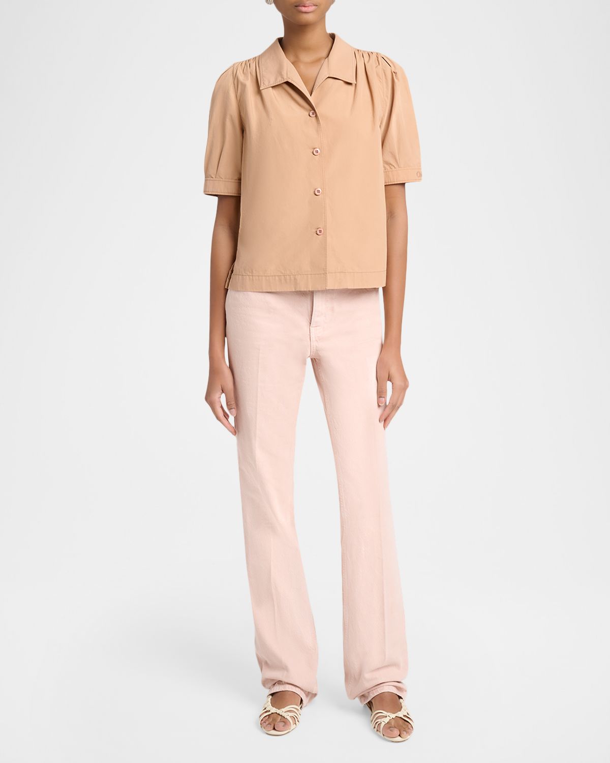 Chloe Cotton Poplin Short-Sleeve Shirt