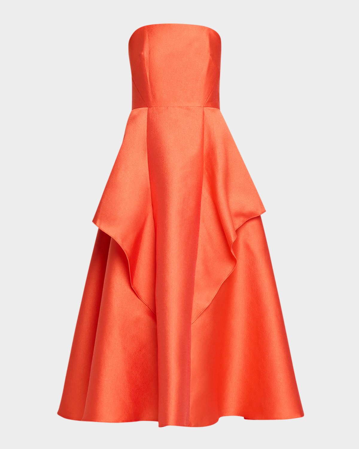 Shoshanna Pippa Strapless Draped Mikado Midi Dress