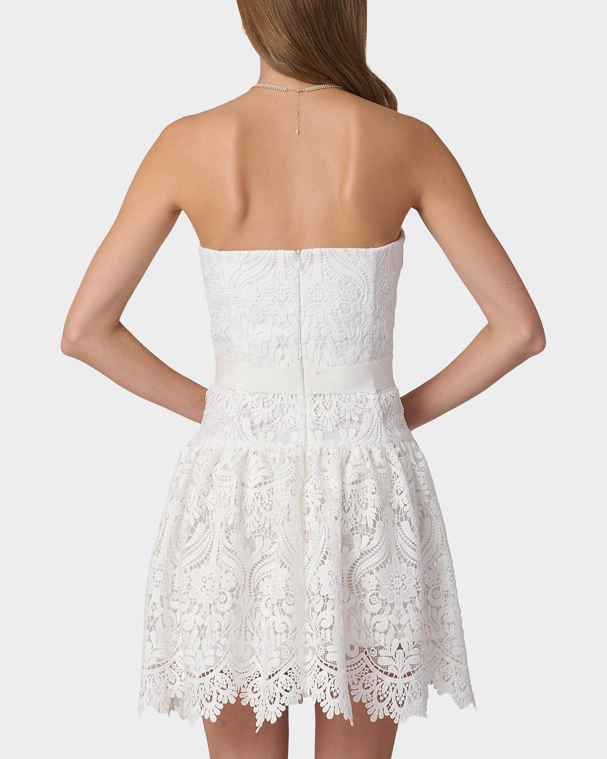 Shoshanna Ester Strapless Guipure Lace Mini Dress