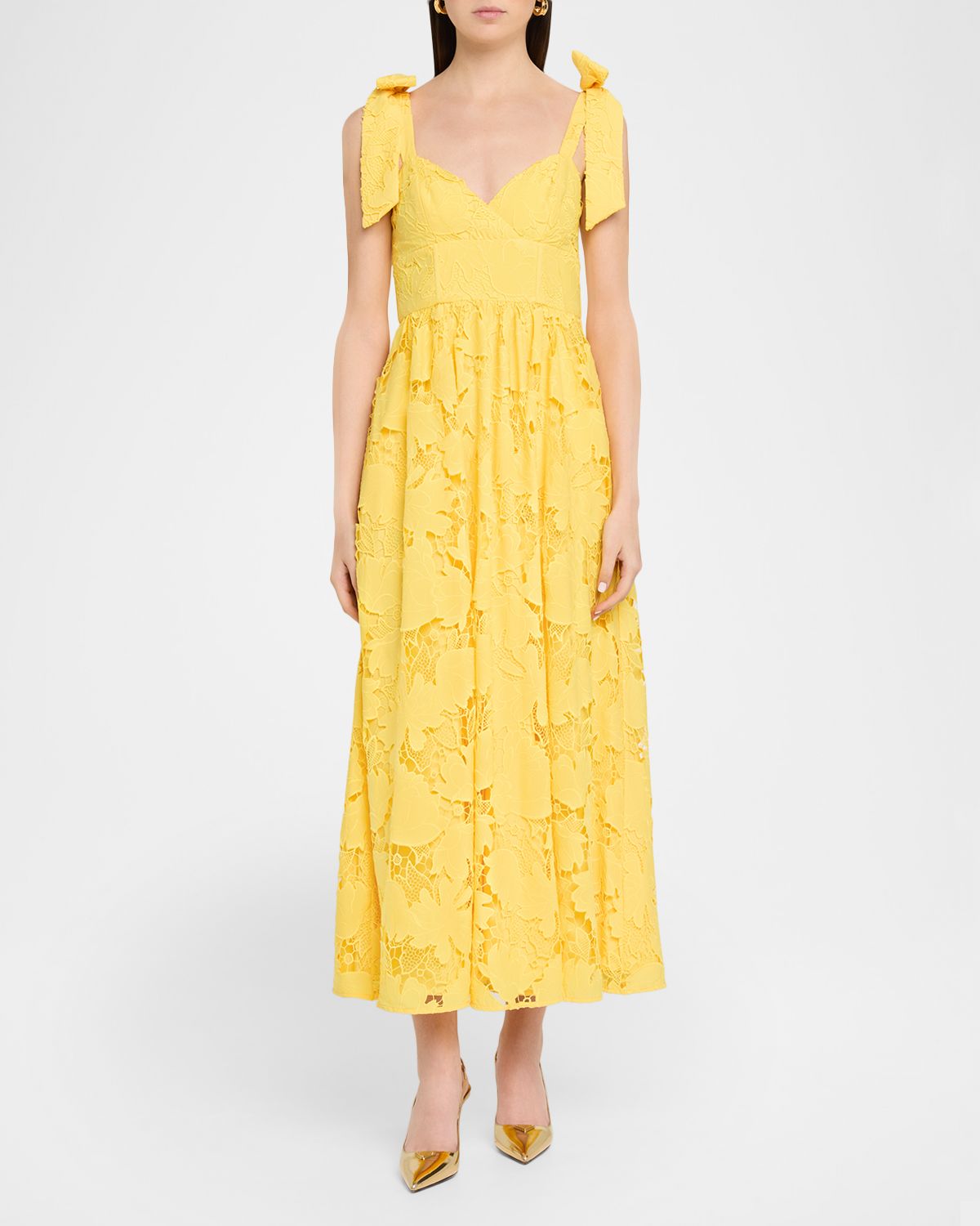 As It May Juliette Sweetheart Floral Lace Midi Dress