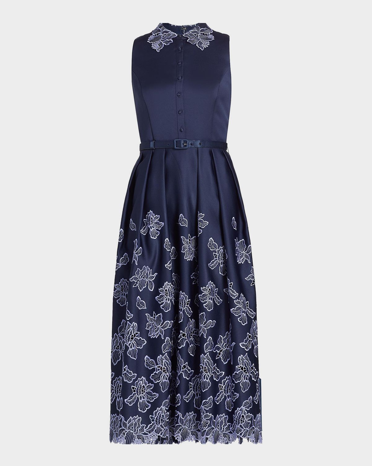 Theia Merisel Pleated Floral-Embroidered Midi Shirtdress | Thumbnail 8 Theia Merisel Pleated Floral-Embroidered Midi Shirtdress | Thumbnail 8