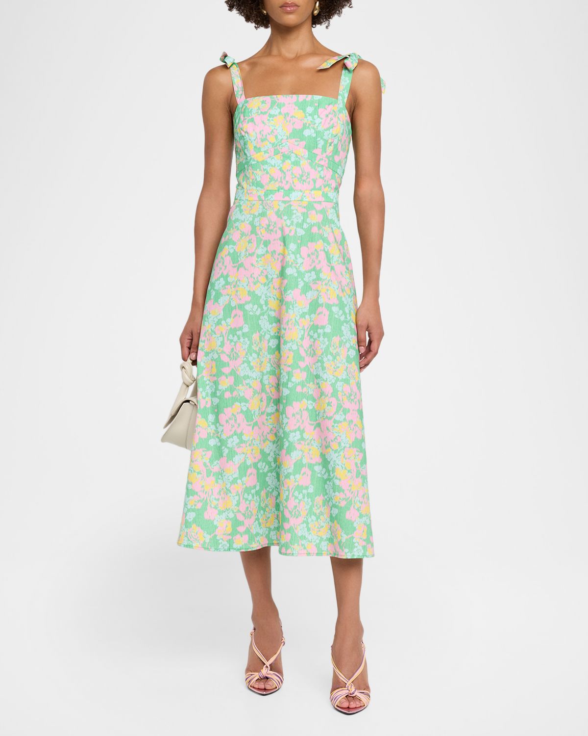 Shoshanna Majorelle Floral-Print Stretch Cotton Midi Dress | Thumbnail 4 Shoshanna Majorelle Floral-Print Stretch Cotton Midi Dress | Thumbnail 4