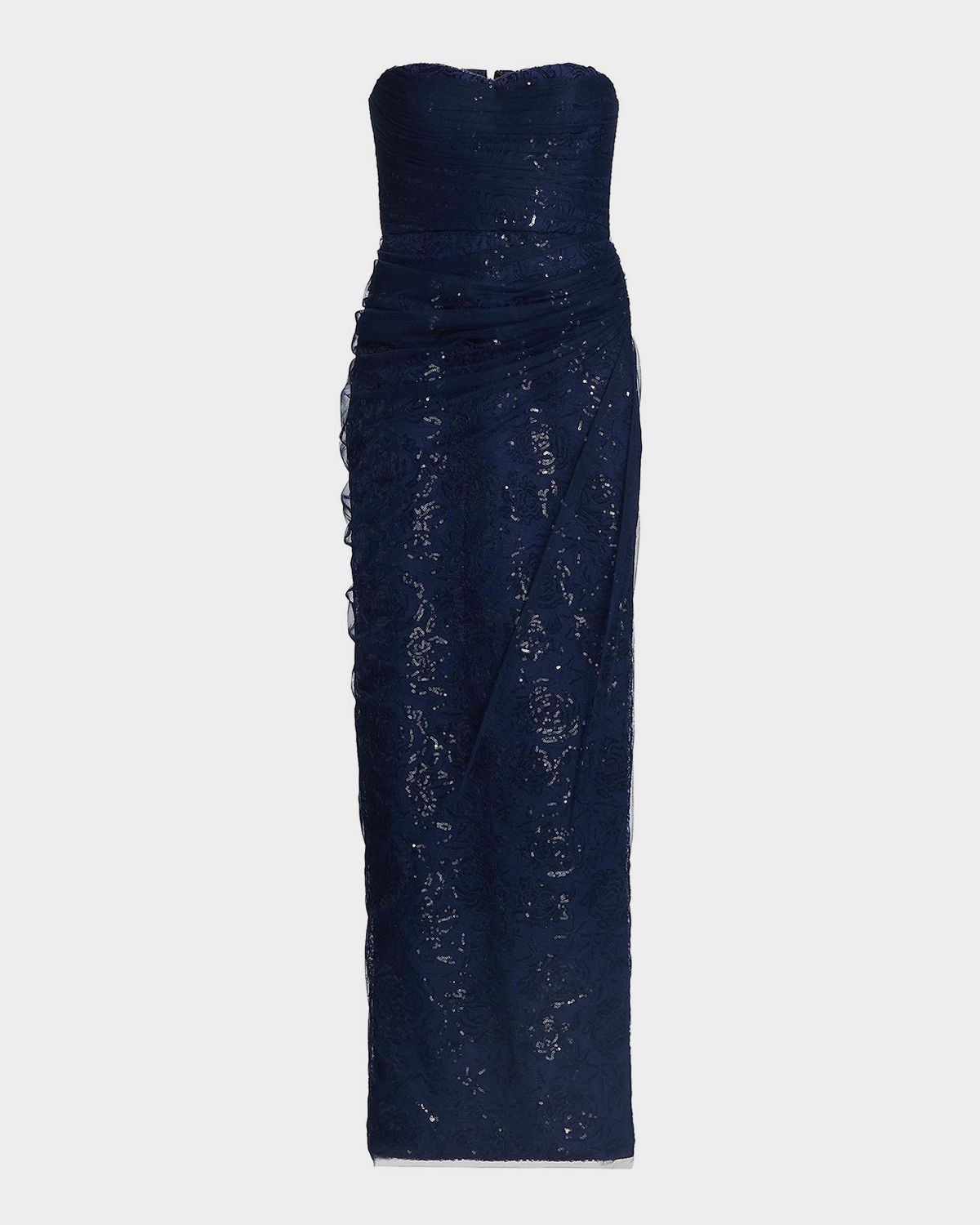 Theia Mal Beaded Lace Strapless Gown