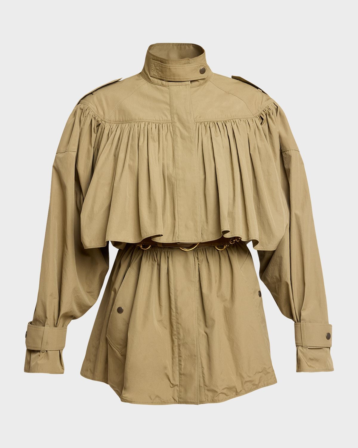 Chloe Gathered Ruffle Short Trench Coat