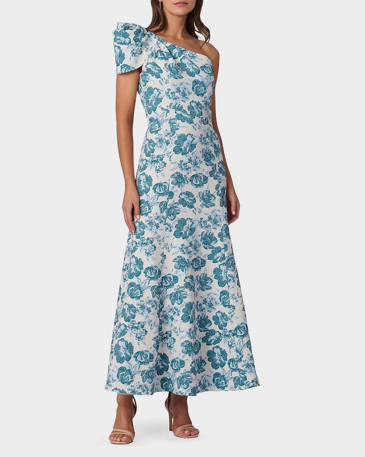 Shoshanna Lolla One-Shoulder Floral Jacquard Maxi Dress