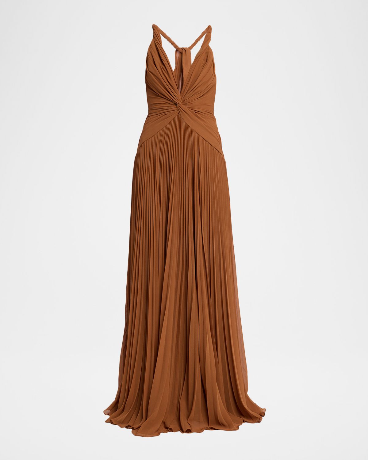 Et Ochs Haddon Pleated Deep V-Neck Gown