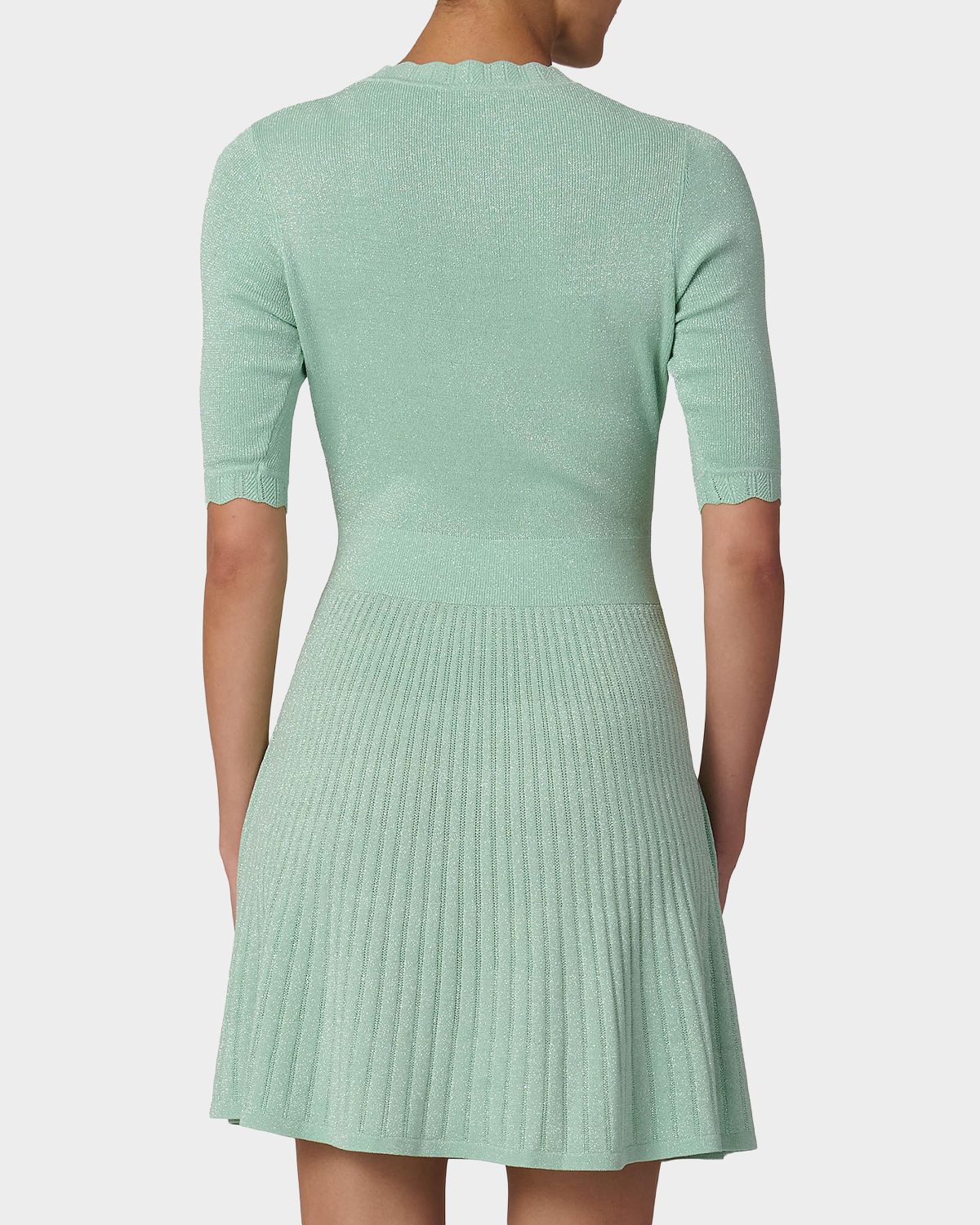 Shoshanna Warren Scalloped Shimmer Knit Mini Sweater Dress