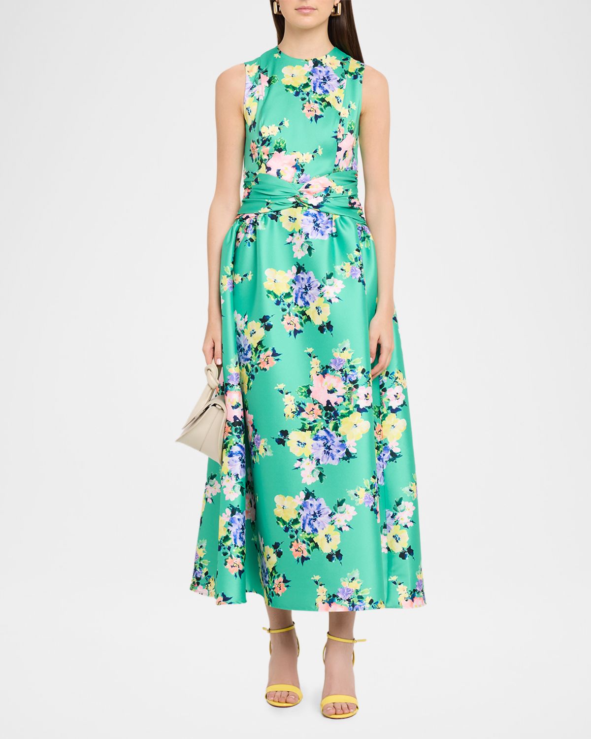 Shoshanna Estrella Floral-Print Mikado Midi Dress