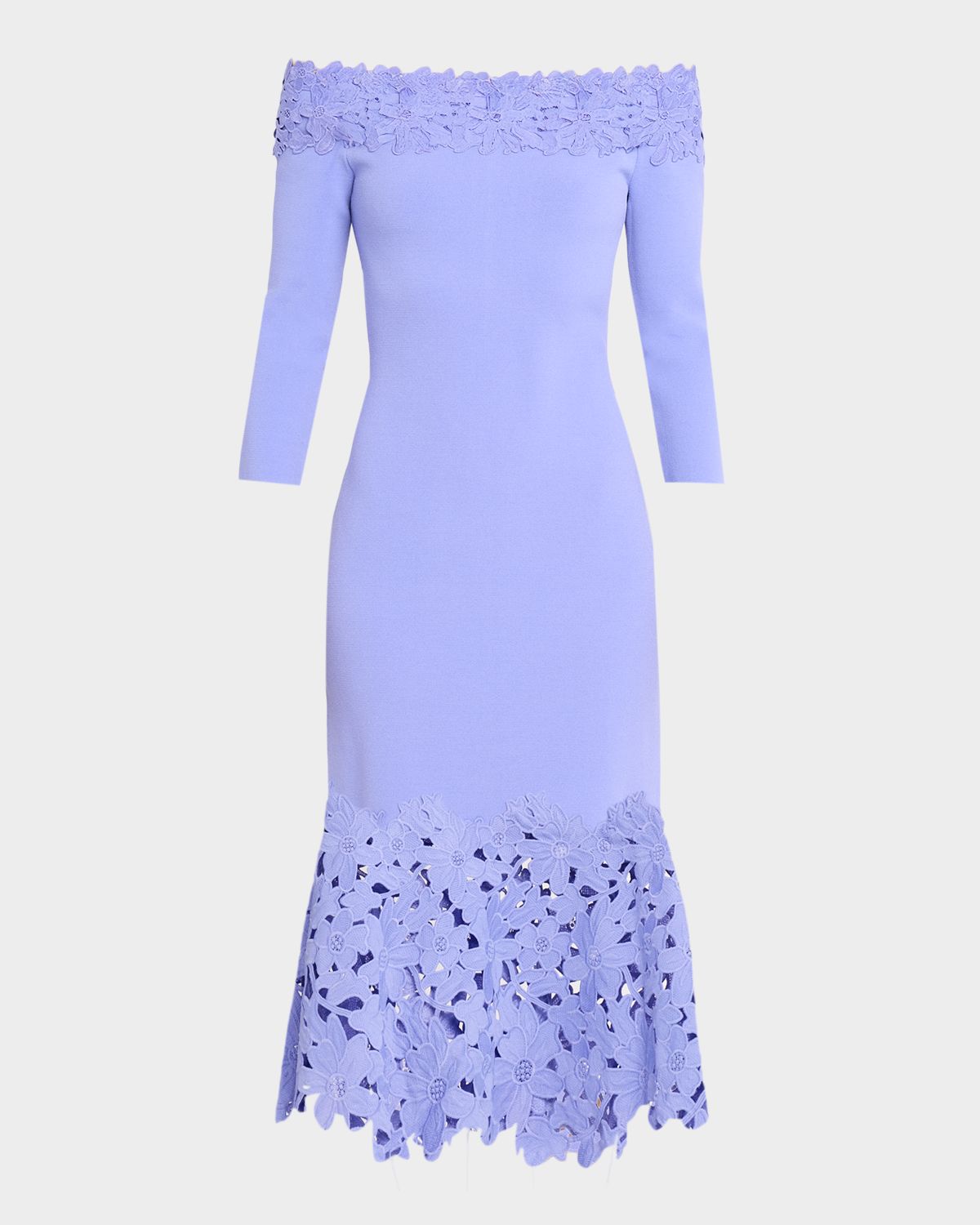 Theia Sia Off-Shoulder Lace & Knit Midi Dress | Thumbnail 8 Theia Sia Off-Shoulder Lace & Knit Midi Dress | Thumbnail 8