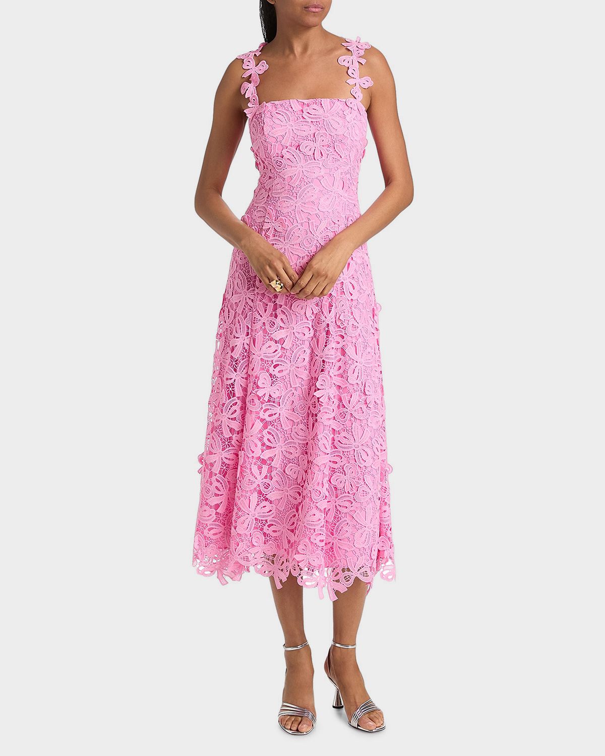 As It May Gabrielle Floral Lace Midi-Dress