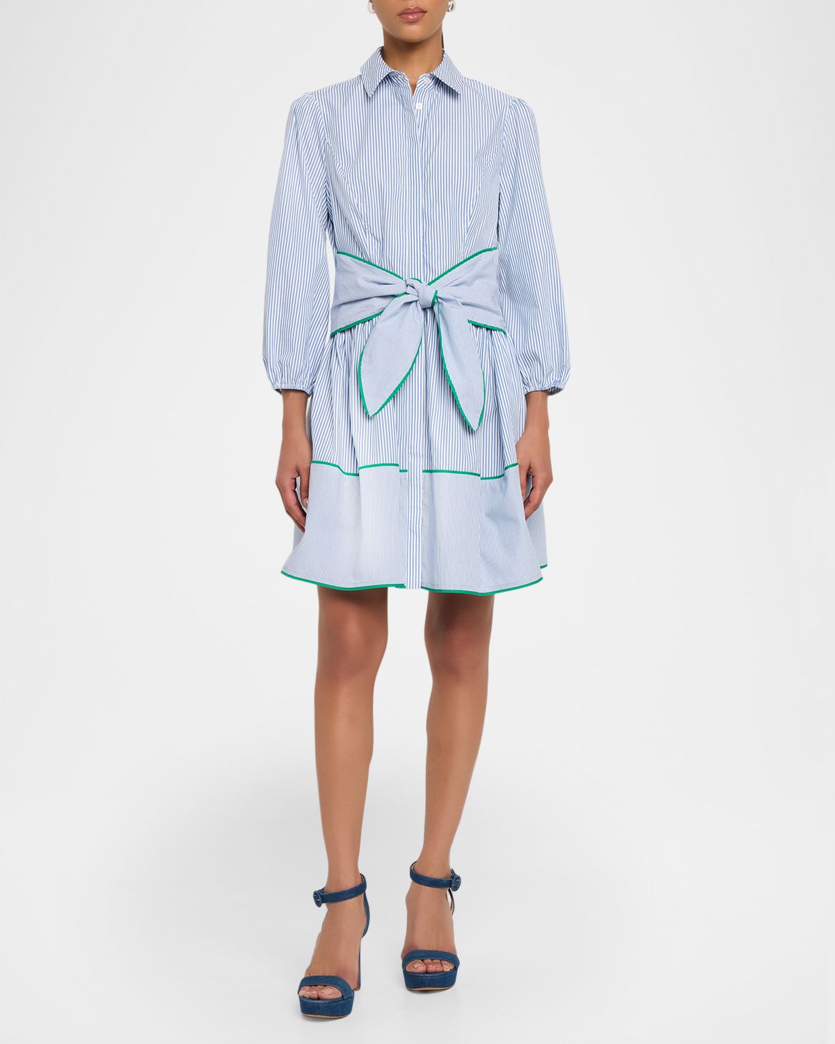 Shoshanna Chatfield Striped Cotton Poplin Mini Shirtdress