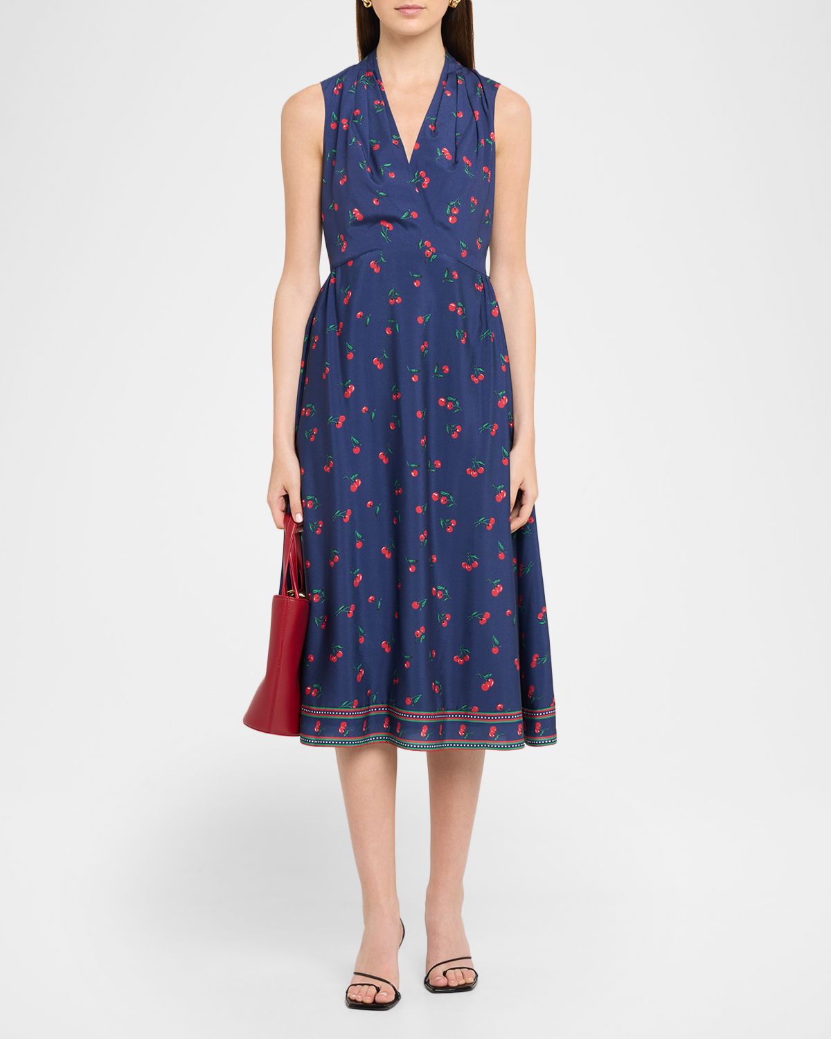Shoshanna Thorton Cherry-Print Crepe De Chine Midi Dress