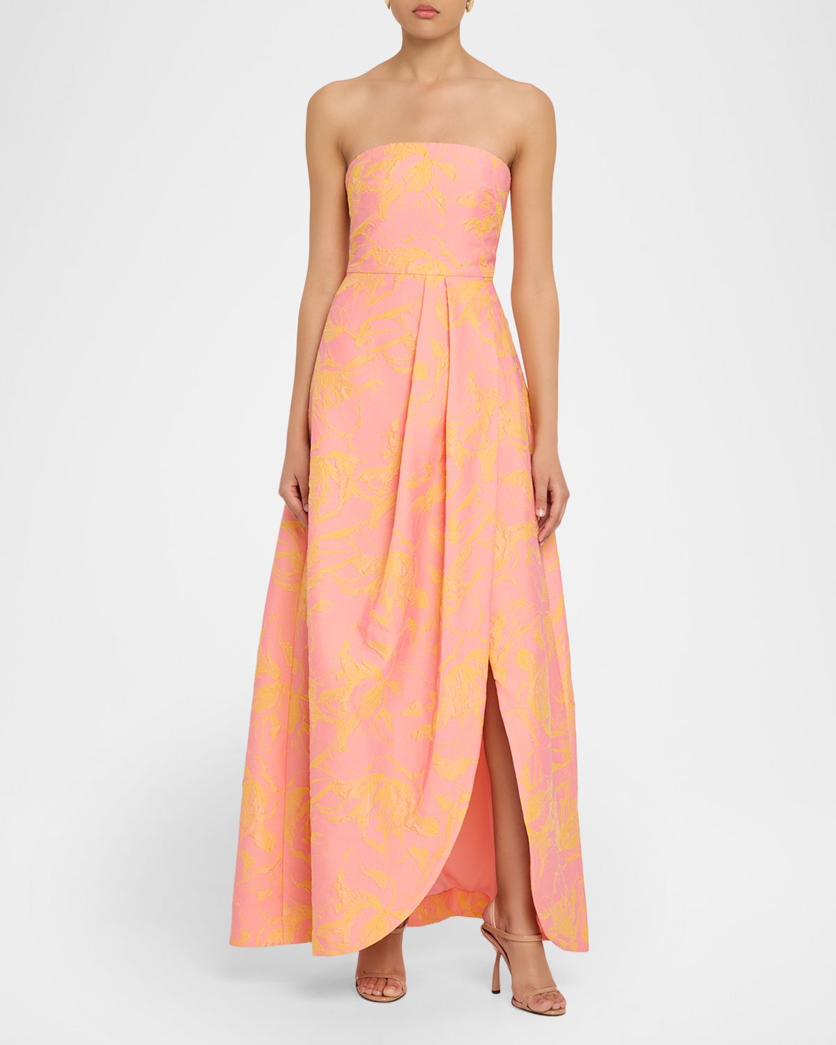 As It May Kaia Strapless Floral Jacquard Gown