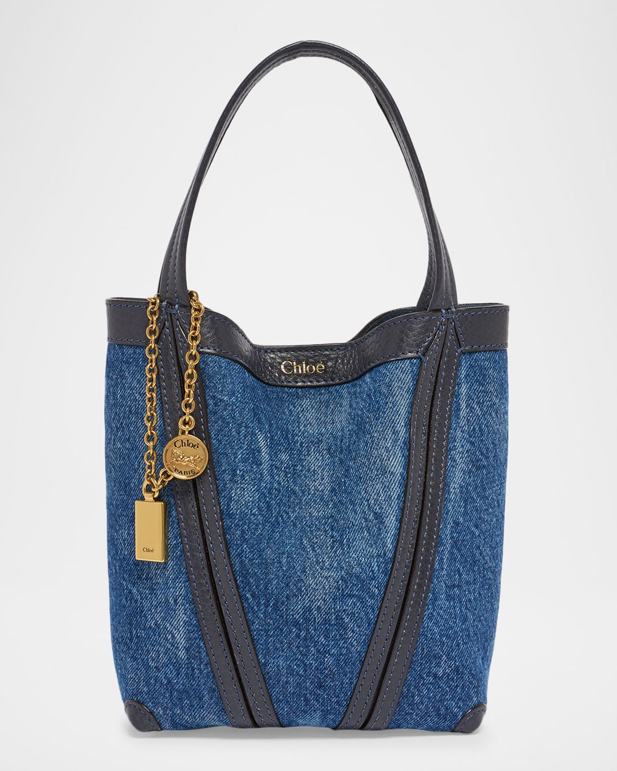Chloe Spin Mini Tote Bag in Cotton Denim
