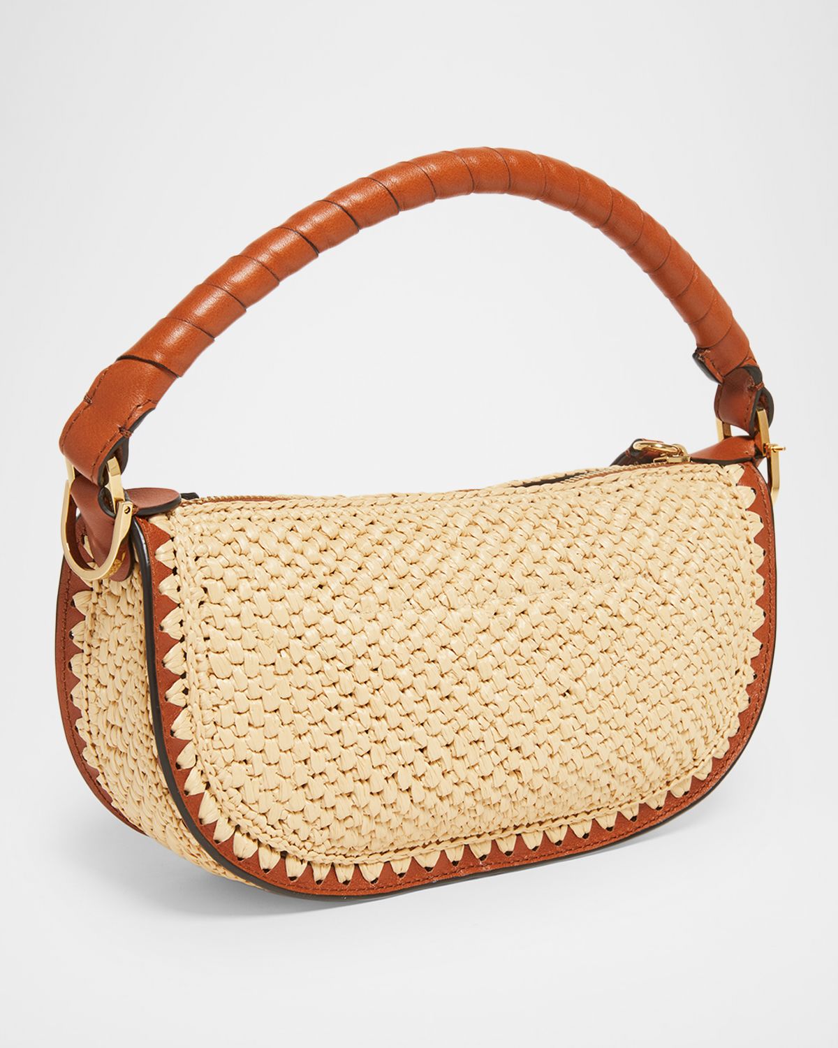 Chloe Marcie Top-Handle Bag in Viscose Raffia