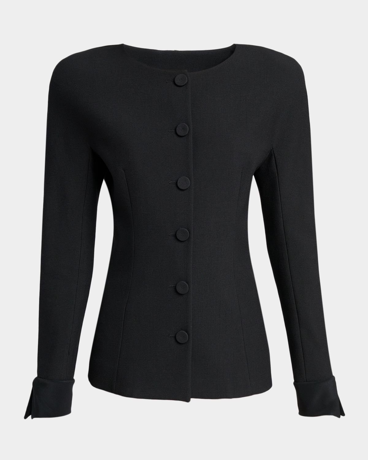 Chloe Jewel-Neck Tailored Wool Jacket
