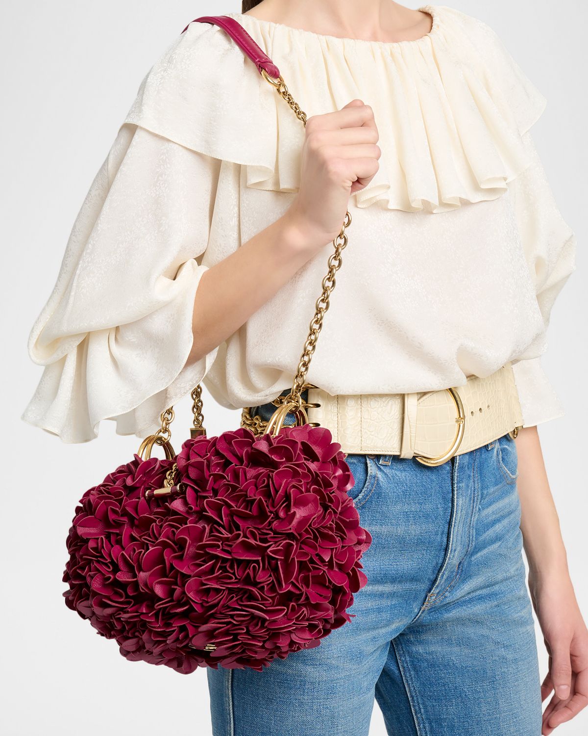 Chloe Plisse Ruffle Leather Shoulder Bag | Thumbnail 11
