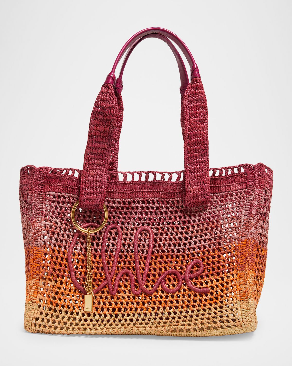 Chloe Summer Banana Ombre Raffia Tote Bag