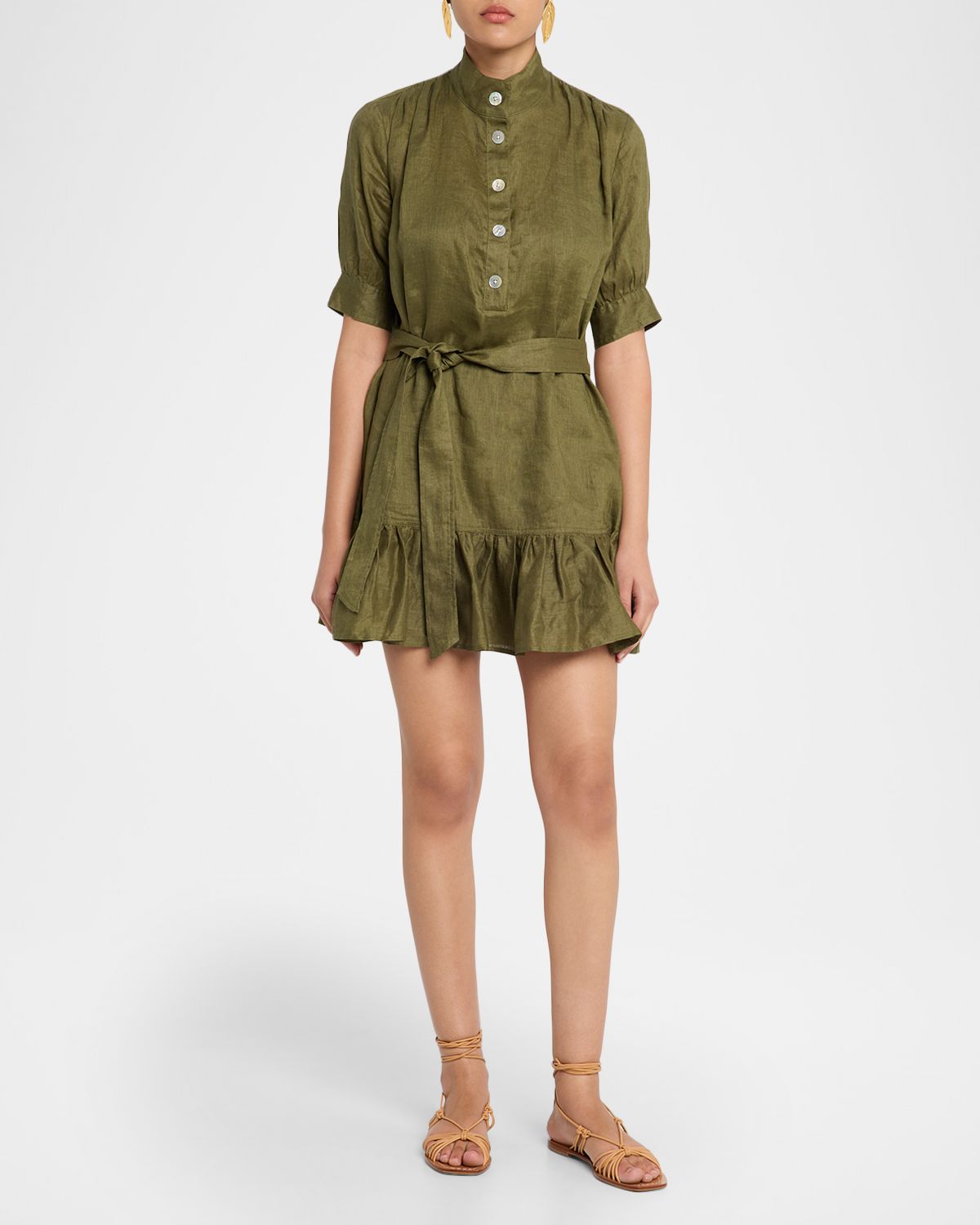 Veronica Beard Kaidin Belted Linen Mini Dress