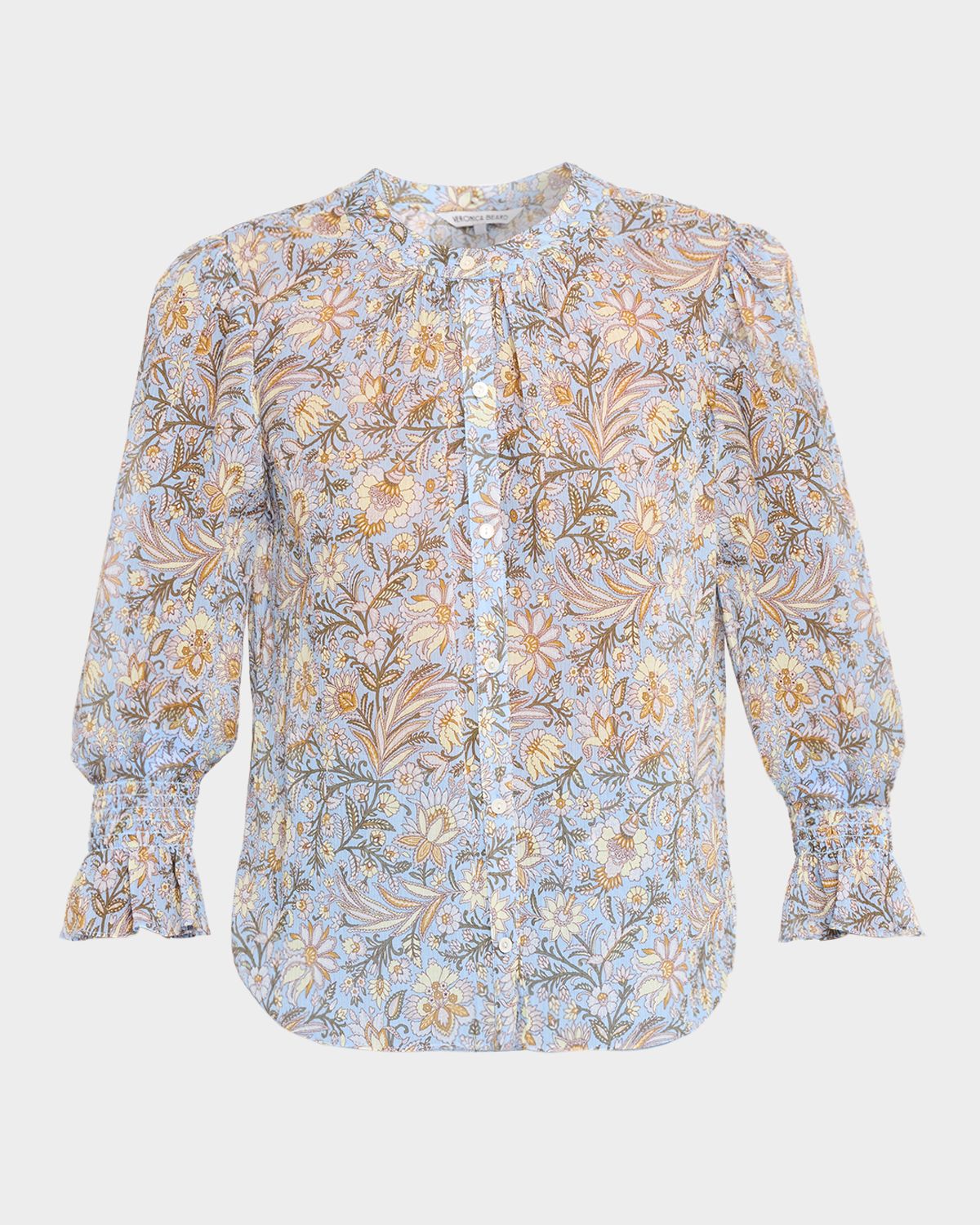 Veronica Beard Ashlynn Floral Chiffon Button-Front Blouse