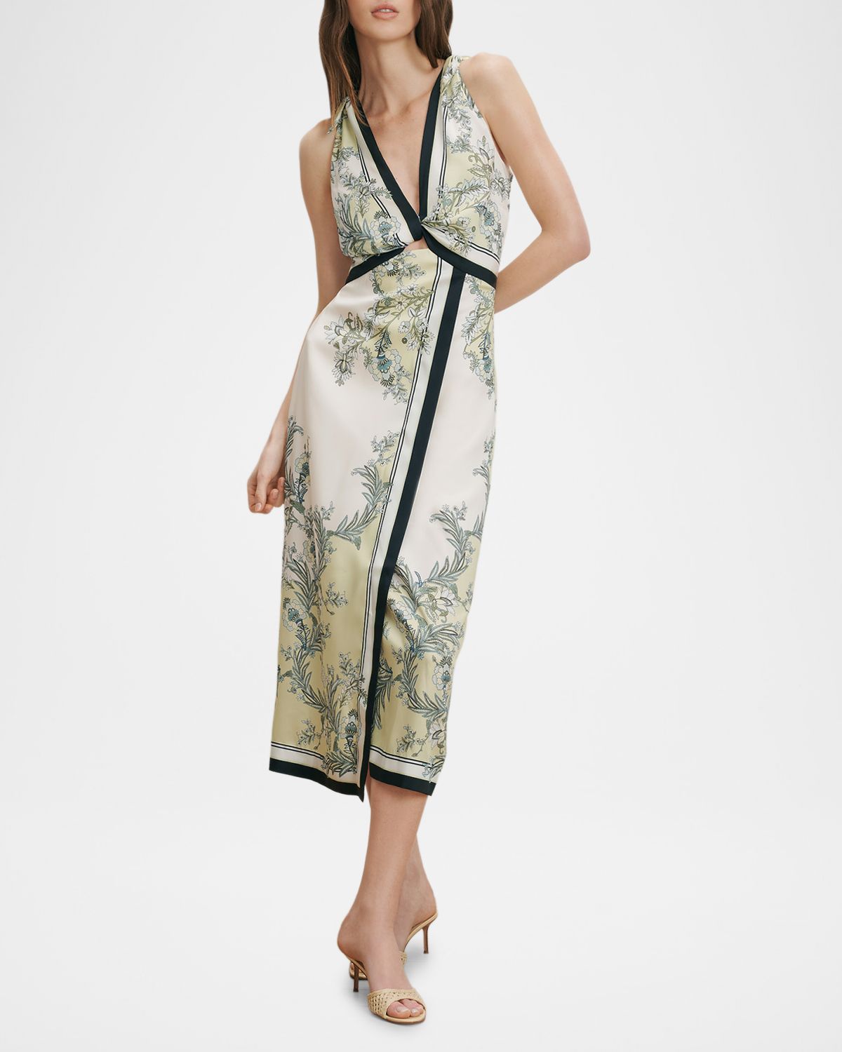 Veronica Beard Kaliza Printed Satin Midi Dress