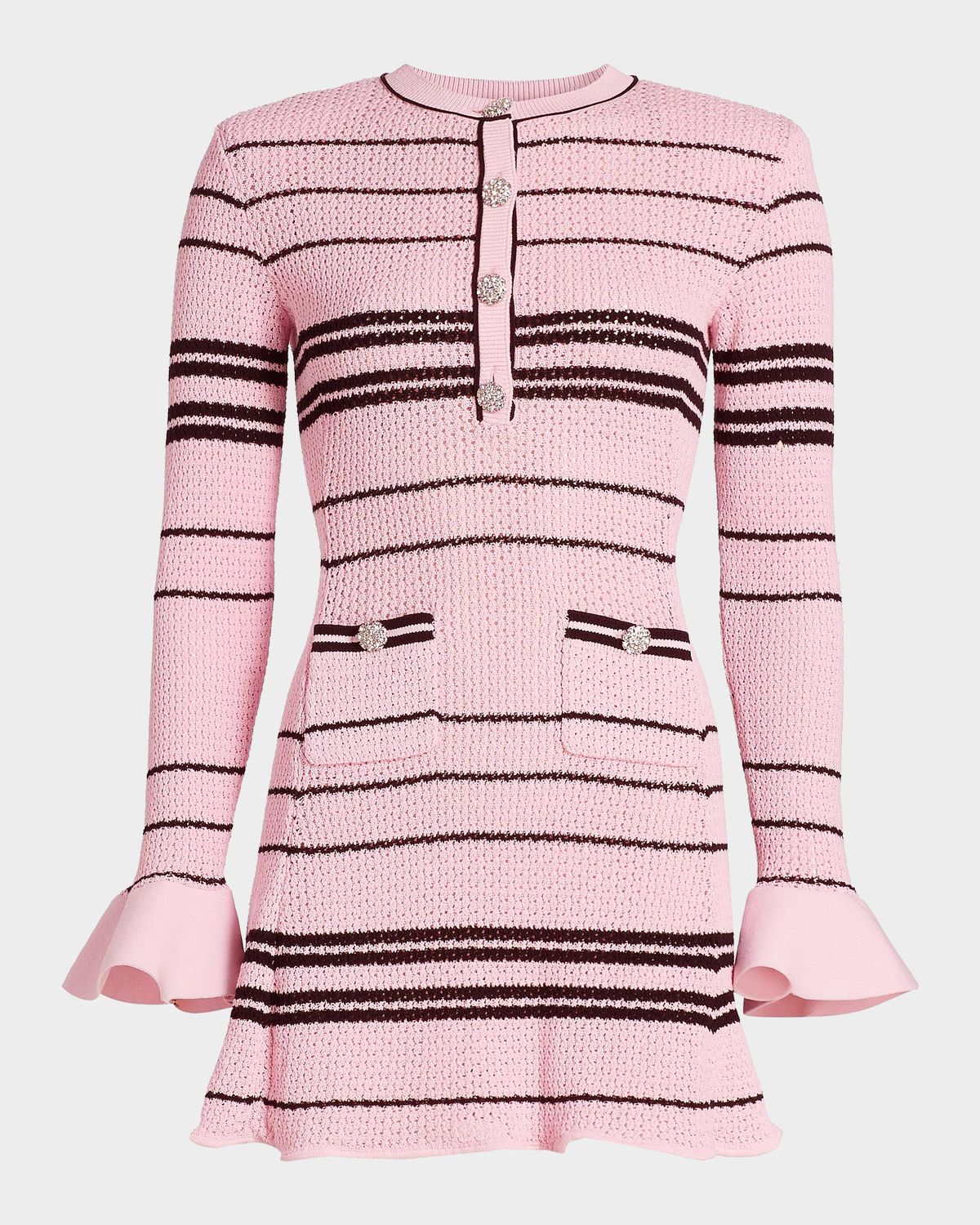 Self-Portrait Striped Knit Mini Dress