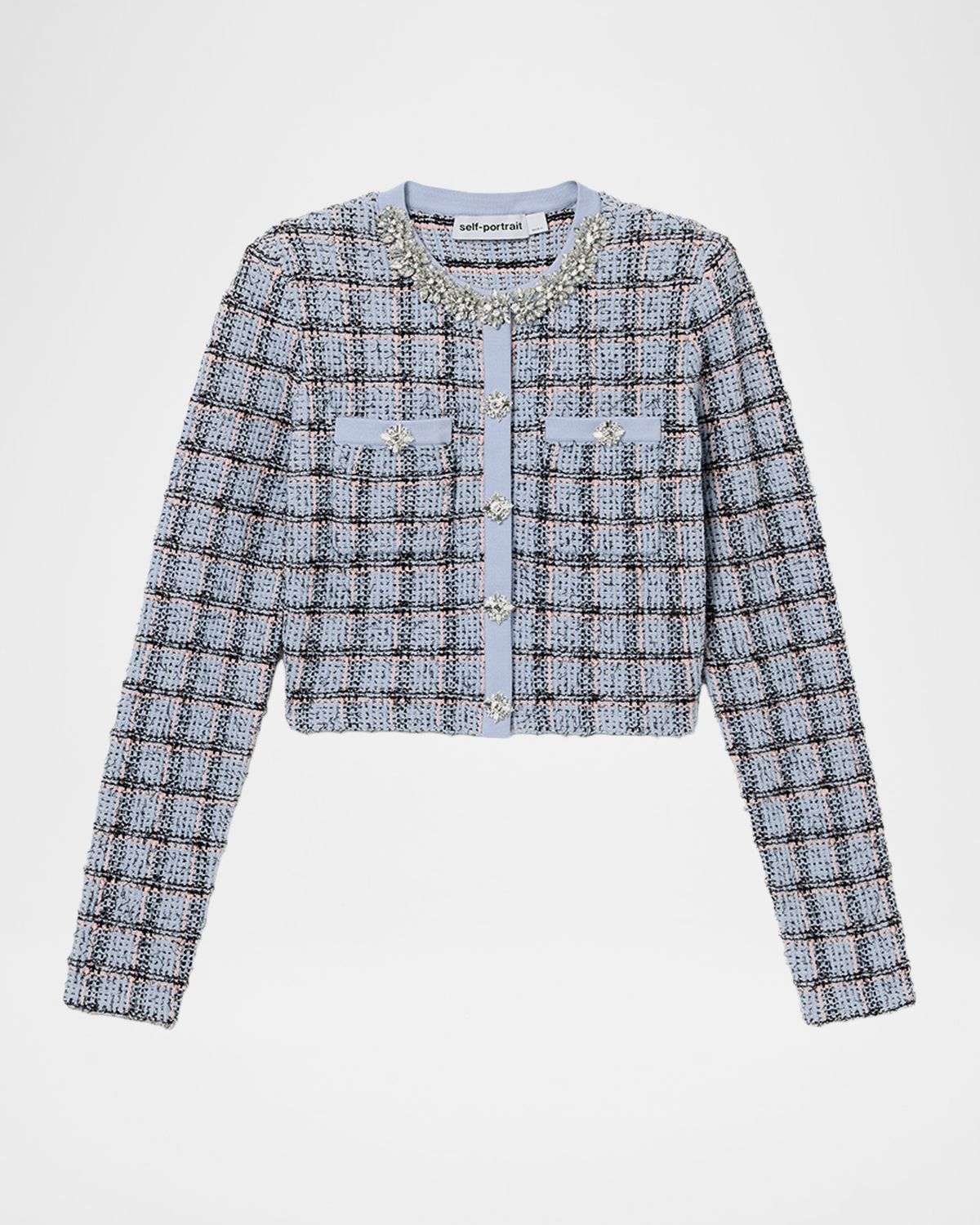 Self-Portrait Check Knit Cardigan