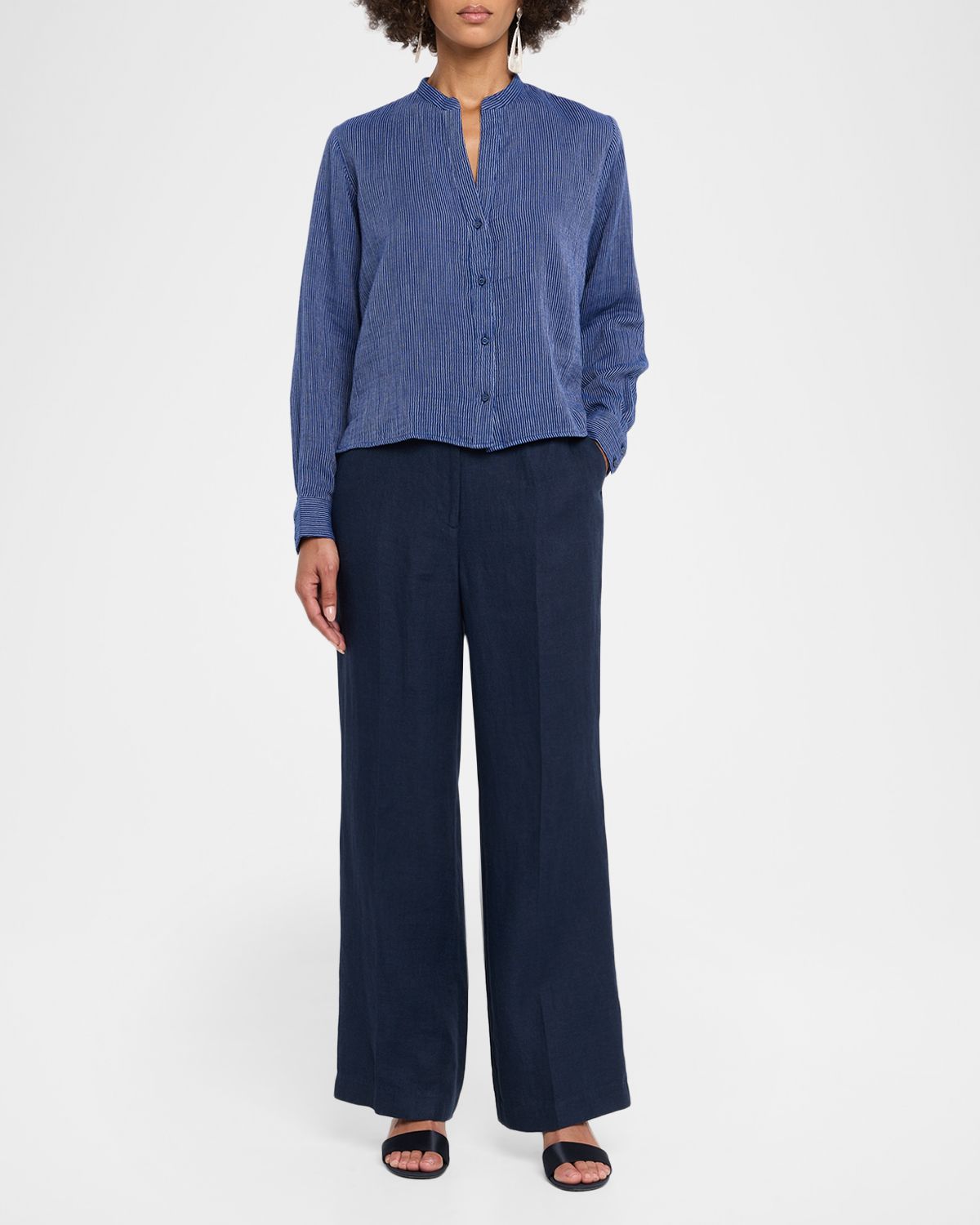Eileen Fisher Striped Gauzy Organic Cotton Shirt