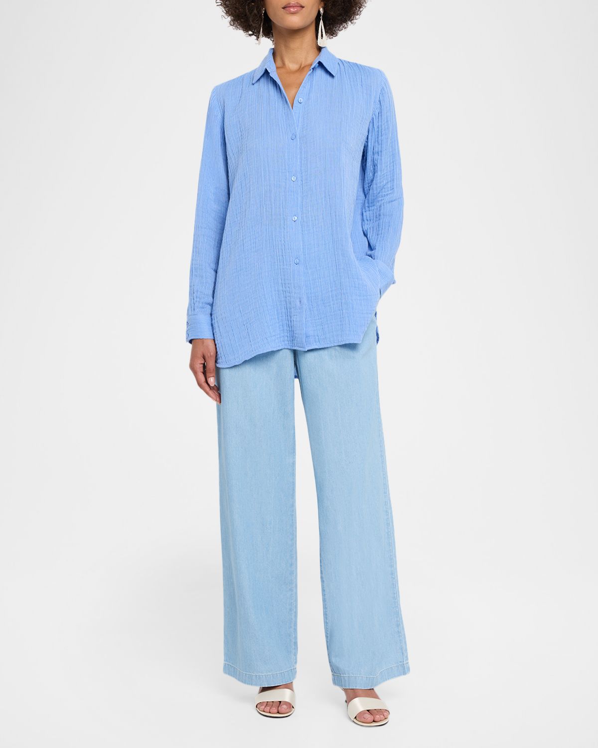 Eileen Fisher Gauzy Striped Organic Cotton Shirt