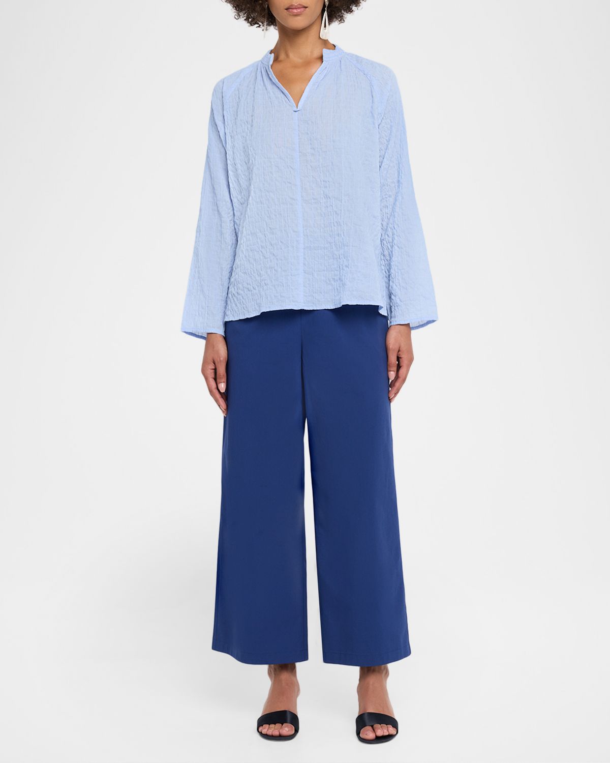 Eileen Fisher Puckery Raglan-Sleeve Top