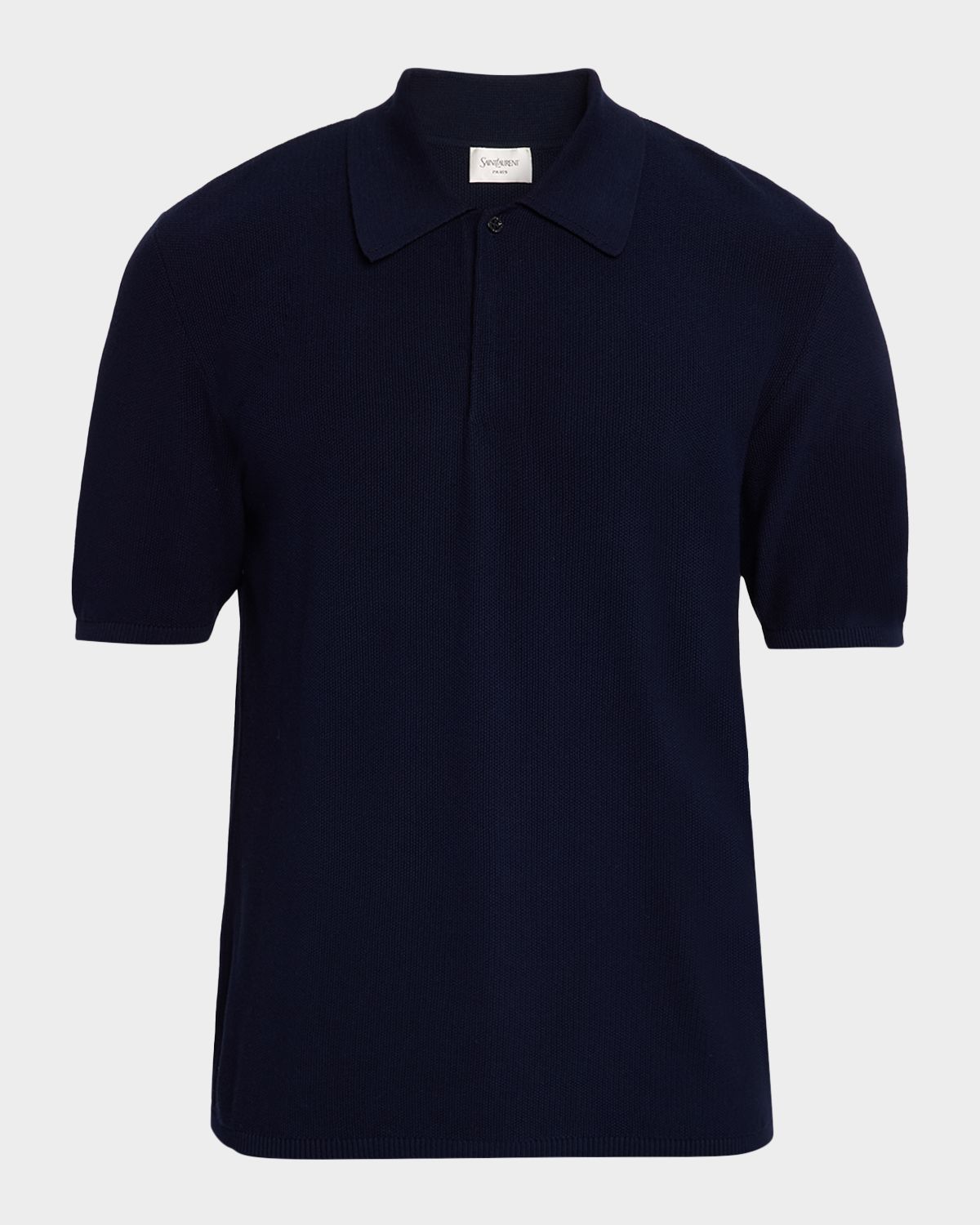 Saint Laurent en 's Cotton Knit Short-Sleeve Polo Sweater
