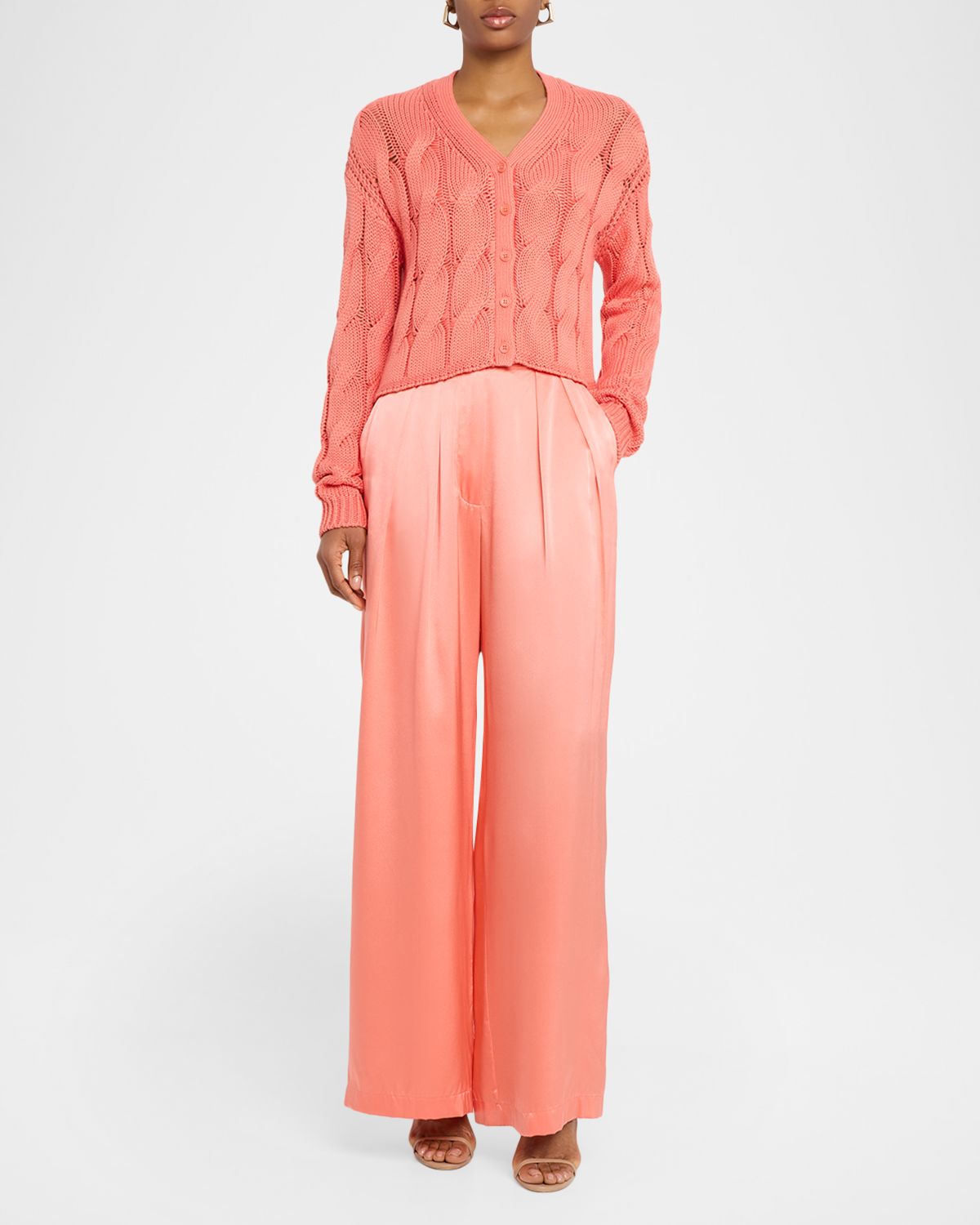 Sablyn Jolie Cropped Cable-Knit Cashmere Cardigan