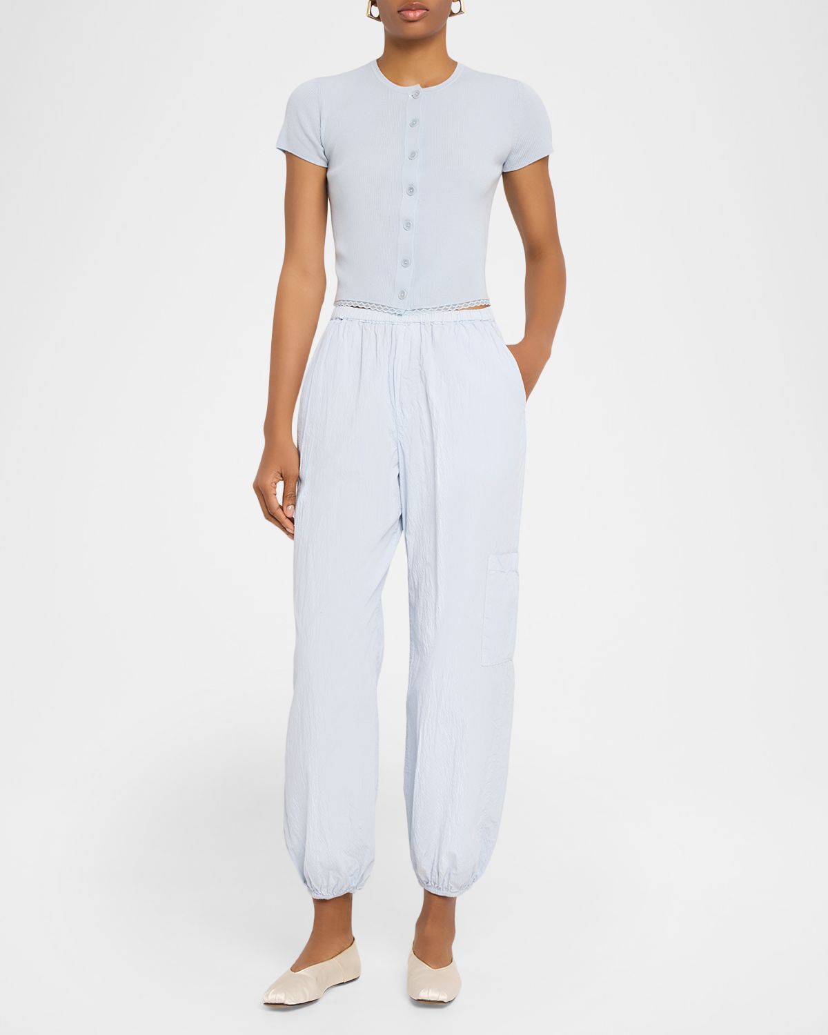 Sablyn Tonni Crinkled Cotton Joggers