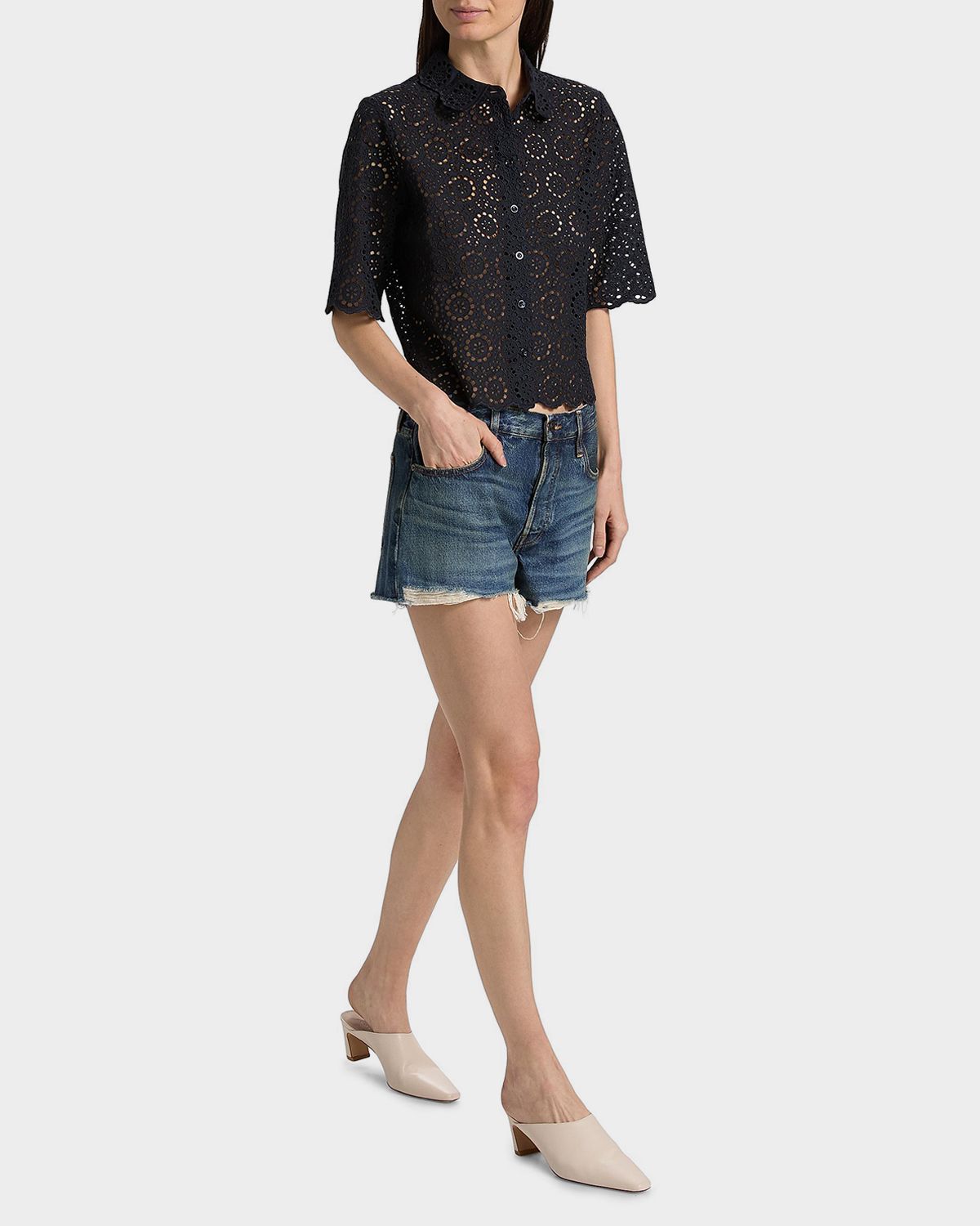FRAME The Petal Eyelet Blouse