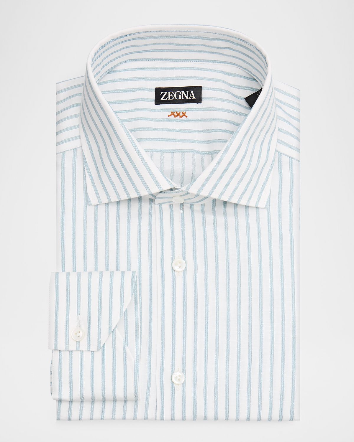 ZEGNA Men 's Stitched Pinstripe Cotton Dress Shirt | Thumbnail 3