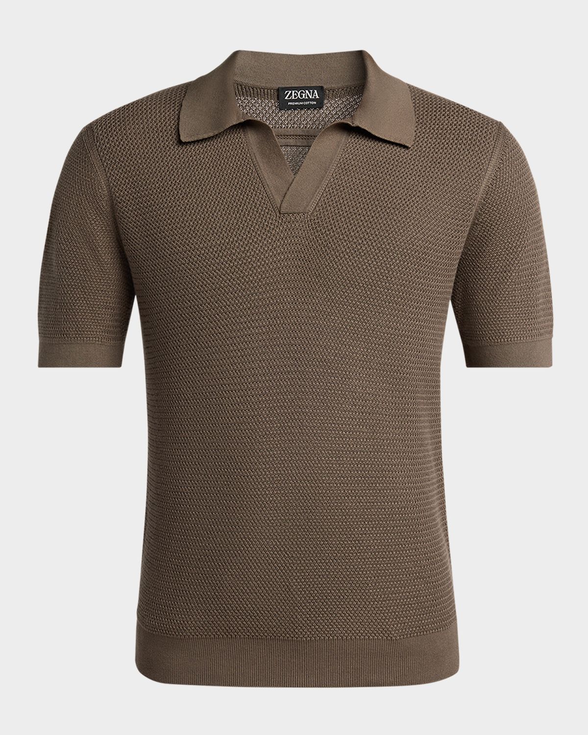 ZEGNA Men 's Premium Cotton Knit Johnny Collar Polo Sweater | Thumbnail 6 ZEGNA Men 's Premium Cotton Knit Johnny Collar Polo Sweater | Thumbnail 6