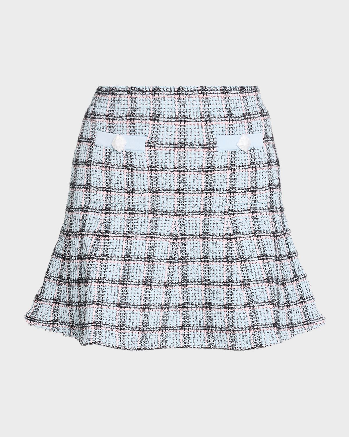 Self-Portrait Check Knit Mini Skirt