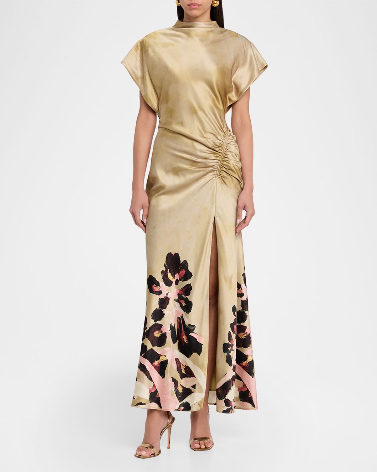 Acler Beckford Printed Satin Maxi Dress