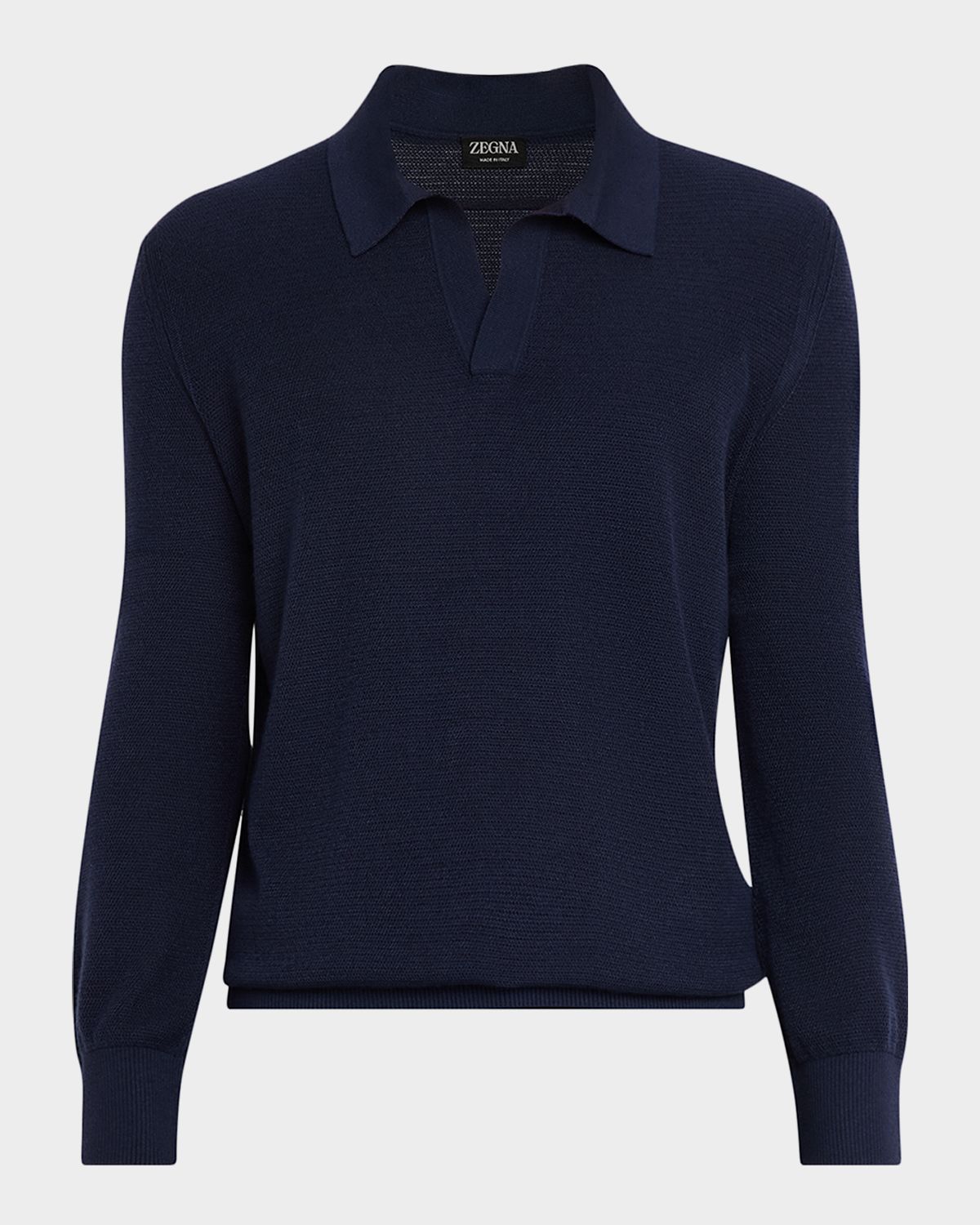 ZEGNA Men 's Cashmere and Mulberry Silk Waffle Knit Polo Sweater | Thumbnail 6 ZEGNA Men 's Cashmere and Mulberry Silk Waffle Knit Polo Sweater | Thumbnail 6