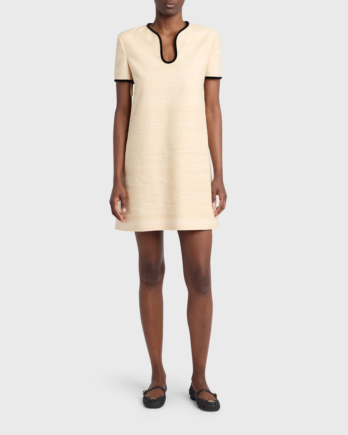 Valentino Garavani Woven Silk Short-Sleeve Mini Dress | Thumbnail 5 Valentino Garavani Woven Silk Short-Sleeve Mini Dress | Thumbnail 5