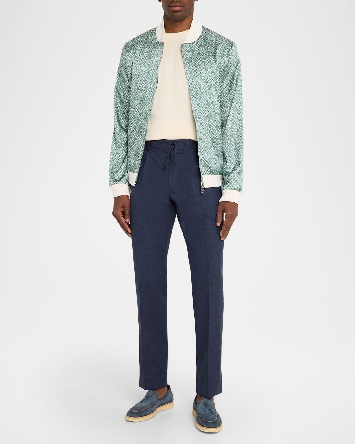 Stefano Ricci Men 's Geometric Silk Bomber Jacket
