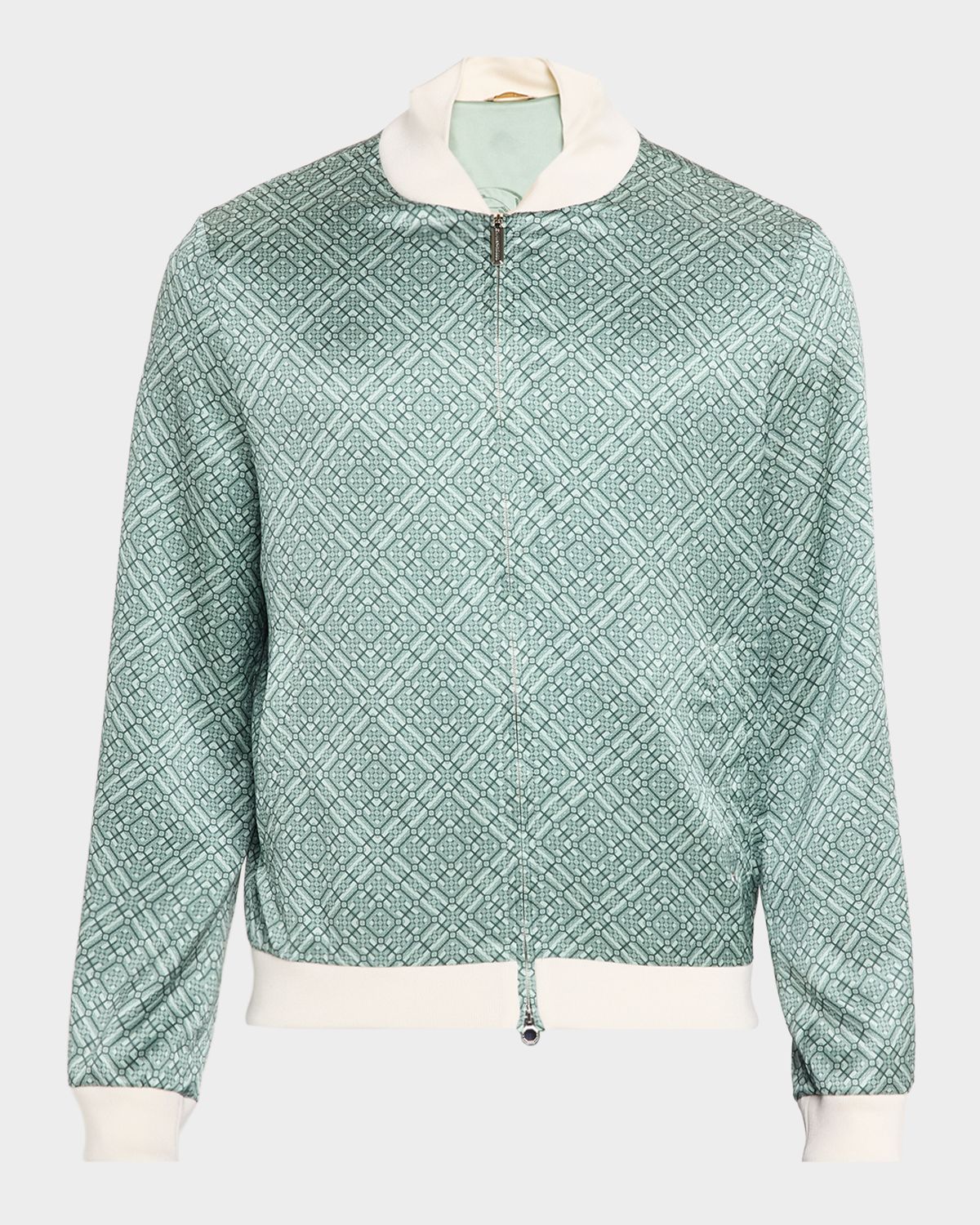 Stefano Ricci Men 's Geometric Silk Bomber Jacket